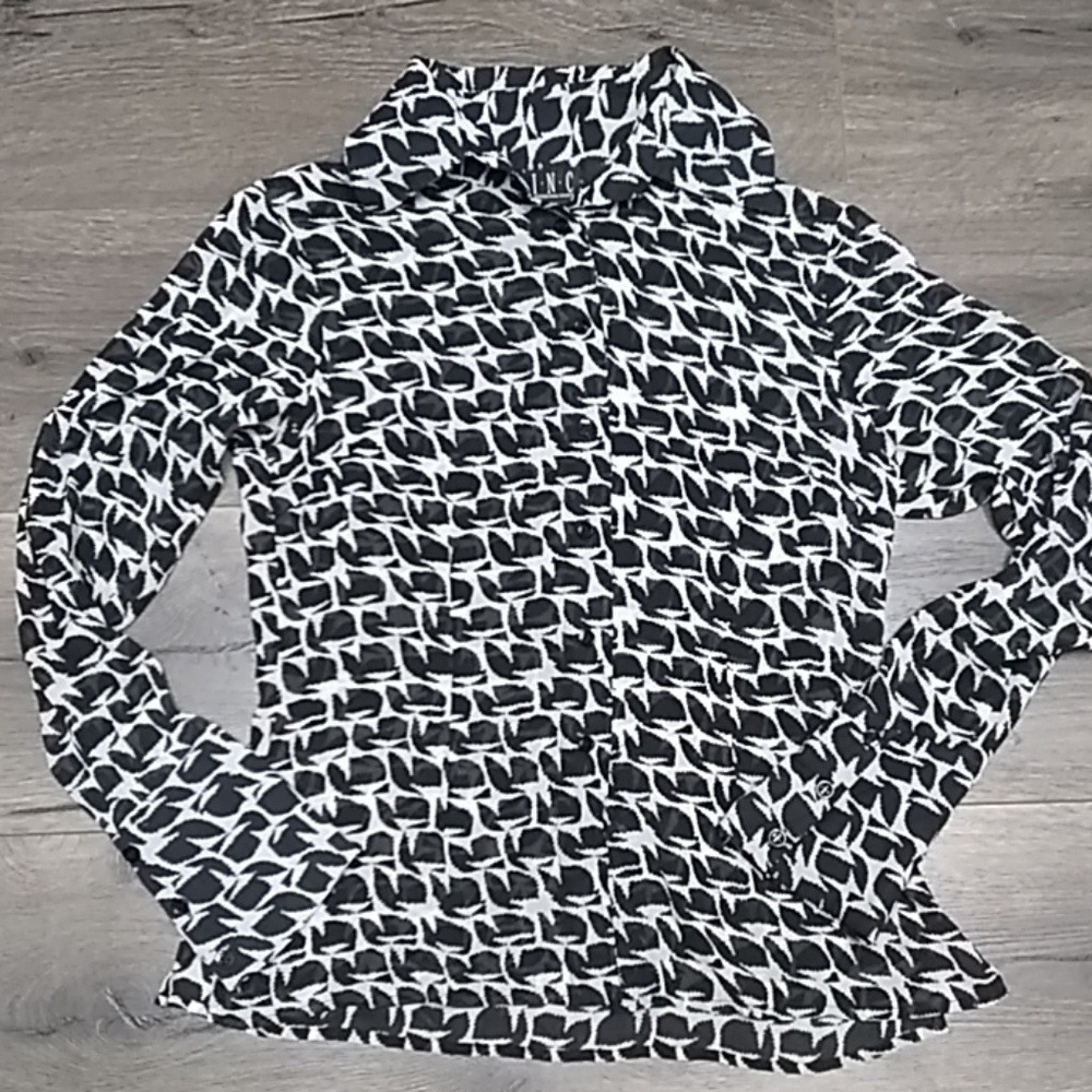 INC black and white sheer blouse